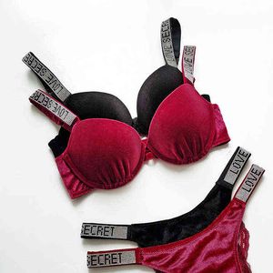 Femmes strass lettre soutien-gorge avec coussinet bralette Push Up sexy soutien-gorge sans couture soutien-gorge Lingerie sous-vêtements femme T220726