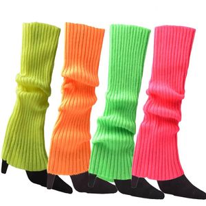 Vrouwen geribbeld gebreide beenwarmers knie hoge sokken voor sport yoga dance 80's muziekthema feest rekwisieten regenboog kleur