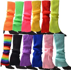Jambières en tricot côtelé pour femmes chaussettes hautes pour les sports de fête Yoga danse accessoires de fête sur le thème de la musique des années 80