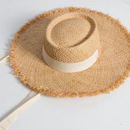 Cintas para mujer, sombrero de verano, sombreros de playa, visera de sol, ala ancha, paja para niña, gorra de protección flexible ajustable a la moda 230R
