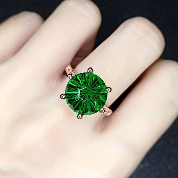 Bague femme style européen et américain filles vert émeraude rouge violet bague en cristal zircon diamant plaqué or rose bague douce mariage fête bijoux cadeau réglable