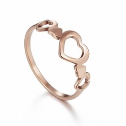 Vrouwen ring hart-vormige holle hart met harten ontwerp schattige mode roestvrij staal liefde sieraden jonge meisjes geschenk