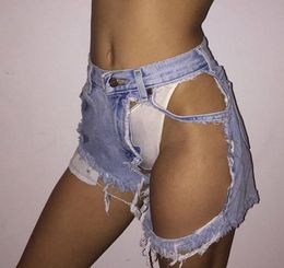 Femmes déchiré grand trou Denim court Feminino dames cassé boîte de nuit Super Sexy Shorts jean culotte évidé chaud butin bas