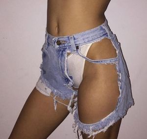 Vrouwen Gescheurde Big Hole Denim Korte Feminino Dames Gebroken Nachtclub Super Sexy Shorts Jeans Slipje Uitgeholde Hot Booty Bottoms
