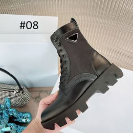 Botas de cuero Rois para mujer Botas Martin de moda Nylon de cuero real con bolsa extraíble Botines para niñas al aire libre Zapatos Botas de nieve con caja 35-41