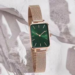 Relojes de oro rosa para mujer, esfera clásica verde, reloj de cuarzo informal a la moda para mujer, Montre Femme