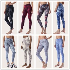 Vrouwen Running Capri Leggings Tummy Controle Hoge Taille Tie-dye Yoga Broek Fit LeggingsTummy Controle Workout 4 Way Stretch208m