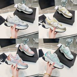 Zapatos para correr para mujer Zapatillas reflectantes de piel de becerro Zapatillas de viaje con plataforma Zapatos deportivos de tweed de corte bajo Zapatos casuales con efecto de ante de tela con suela de cuero