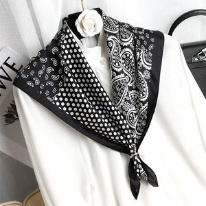 Women's 100 Silk Paisley Scarf Square Hair Wraps Headscarf Necklerchief Black Red Rood