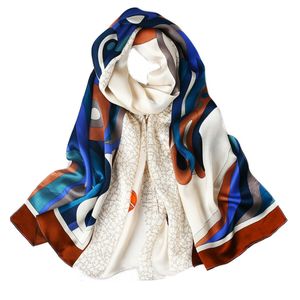 Bufanda de seda 100 % para mujer, chal largo, capa protectora solar, exótica L'173CM