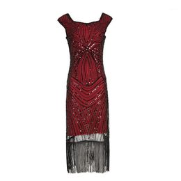 Women's Art Deco Flapper -jurken uit de jaren 1920 lovertjes gekrande franjes geëmbleerd Great Gatsby Casual