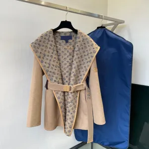 Dames 2022 merk winter kaki cape met capuchon en riem dames nieuwe designer dames losse lange jassen