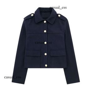 Femmes 2023 automne/hiver nouveau produit col Polo à manches longues bouton doré décoration poche Style veste tempérament manteau femmes 855 dfashion98