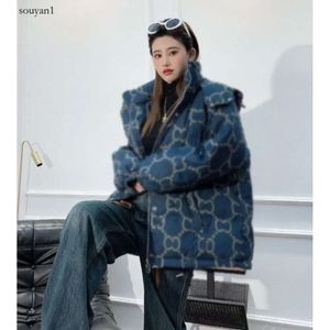 Dames 23gg winter nieuwe stijl donskatoen met capuchon bedrukt door ontwerper loszittende jas voor zowel mannen als vrouwen