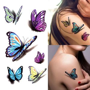 Femmes 3D Sexy tatouages temporaires autocollant étanche Art corporel faux Tatoo beauté volant papillon motif bâton photo