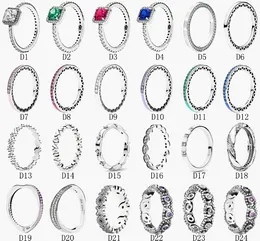 Anillos de bodas de plata esterlina 925 para mujer Diamantes de circonio cúbico para estilo Pandora Serie de color cuadrado para mujer Pareja versátil Regalo para mujer con caja original