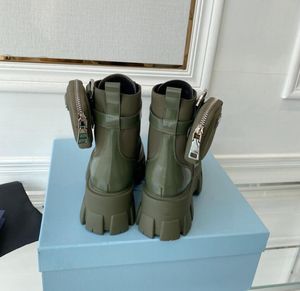Dames enkelschoenontwerper Luxe Martin Desert Boots Army Green Echt lederen gewatteerde veter winterschoenen Rubberen Lug Sole met doos