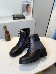 Bottine pour femme avec emboîtement Fashion Martin Boots Designer Winter Leather Bootss Top Quality Withs (Dust Bags + Box)