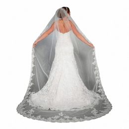 Femme Applique mariée Veil LG Chapelle Longueur 1 Tier Bridal Veil Soft Tulle Hair Acntices 2023 Y8FC #