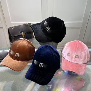 Gorra de bola de diseñador de lujo para mujer, bordado de letras de cristal, tamaño ajustable, Otoño e Invierno