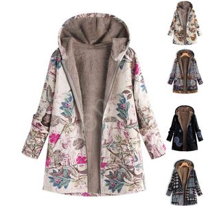 Veste d'automne femme femme coupe-vent manteau en cuir imprimé fleuri poches à capuche Vintage Cardigan manteaux