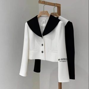 Manteau blazer à col marin pour femmes, bloc de couleurs, mode coréenne, S M L XL XXL, automne