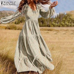 Dames Autumn Sundrzanzea 2021 Mode Ruffle Maxi DRCASUELE POEDER MOUWEN TUNIK VESTIDOS DROEKELIJKE SOLD MOBE PLUS SIZE 5XL X0529