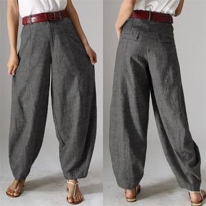 Herfstbroeken voor dames Zanzea 2019 Casual flodderige harembroeken Vintage front rits pantalon bijgesneden pant vrouw palazzo oversized t200103