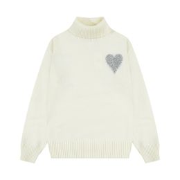 Dames herfst Turtleneck gebreide zachte pullover top mode liefdespatroon ontwerp Long basic los soft soft sweater heren 2024 wintertrend