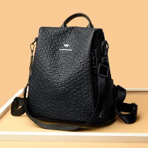 Mochila para mujer, nueva moda 2023, mochila de cuero suave de gran capacidad para ocio, bolsa antirrobo multifuncional de viaje