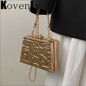 Damestas mode Gold Box Bag Handtas voor vrouwen Fashion Party Evening Schouder Messenger Bag Metal Chain Lady Clutch Purse 230303