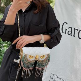 Bolso de mujer, monederos y bolsos de mano con forma de búho, bolso de mensajero de un hombro con cadena, bolsos con borlas de diseñador de lujo para mujer 0506