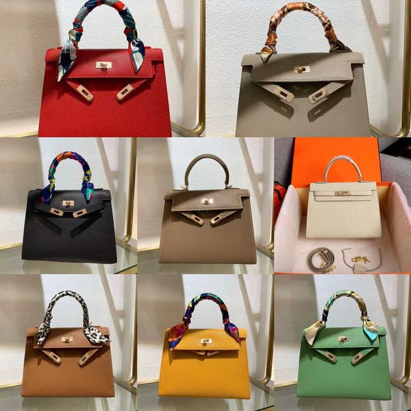 Bolso de mujer Alta calidad 17 colores Princesa Mujer Bolsos de hombro Espom Diseñador 20 cm 25 cm 28 cm Señora Bolso de mano de cuero genuino con estampado de palma