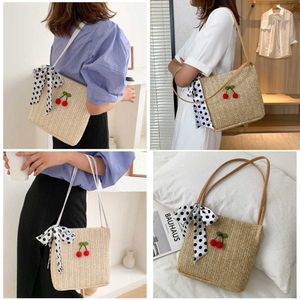 Sacs pour femmes en soirée Sac de plage Grass tissé Spring Summer Forest Series Cherry Fairy Underar Girl Simple One épaule