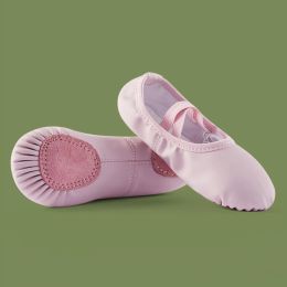 Chaussures de danse de pantoufle de ballet pour femmes Pu en cuir chaussures classiques chaussettes de yoga semelle complète pas cher en vente pour les enfants adultes