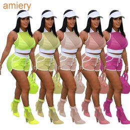 Dames Honkbal Sportwear Trainingspakken Effen Kleur Casual Twee Stuk Korte Broek Set Mode Mesh Sports Pak Zomer Bal Kleding