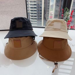 Sombrero de cubo de playa para mujer, sombreros de ala tacaña de diseñador, gorra de viaje con cordón de moda, 4 colores