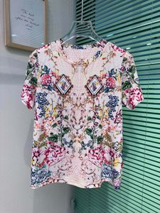 Dames T-shirt met kralen Casual Modieus Ruimvallend T-shirt 2023 Lente/Zomer Nieuw M L XL XXL Meerdere kleuren Verkrijgbaar in Flower Beads