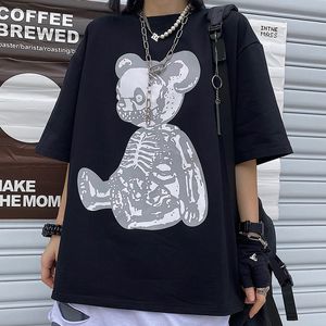 T-shirt femme ours imprimé gothique punk hip hop hauts dessin animé ulzzang décontracté vintage t-shirt à manches courtes été