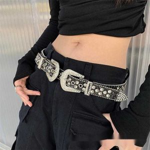 Cinturón de mujer Nuevo cinturón de diamantes de moda Nuevo cinturón de diamantes de agua versátil Cinturón de pantalones de hip hop para mujeres 240315