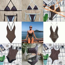 Dames Bikini Designer Swimwear Classic F Letter Print One Piece Swimsuit Sexy Tie Bathing Suit maat S-3XL