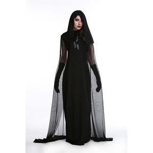 Sorcières fantômes noires de femme robe reine de vampire pour femmes adultes cosplay carnaval hcad-003