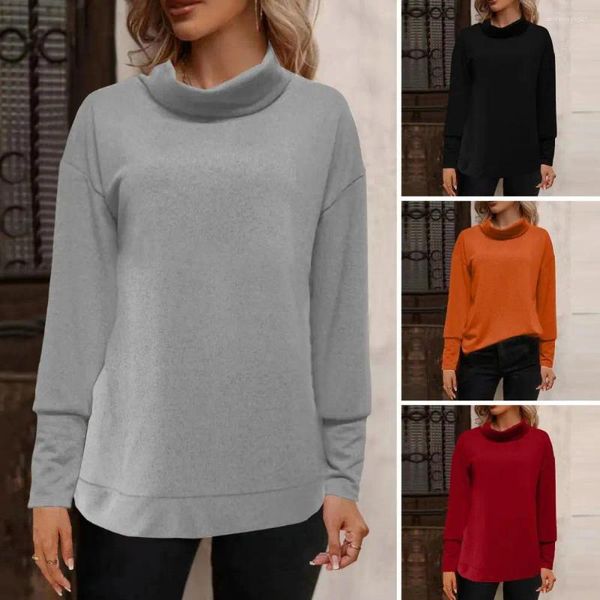 Blusas De Mujer 1 Pieza Top Suelto para Mujer Primavera Otoño Invierno Armario Acogedor Prendas De Punto De Cuello Alto para Mujer con Tela Suave Y Gruesa para Informal