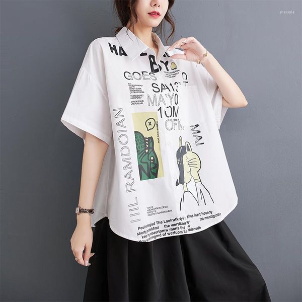 Blusas de mujer 2023 llegada estilo coreano estampado de dibujos animados dulce chica blusa de verano elegante camisas moda callejera mujeres Casual Tops