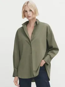 Blusas para mujer, camisa con textura de popelina de algodón de manga larga y solapa de temperamento de alta calidad, Top de otoño 2023