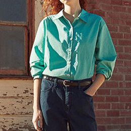 Women's Blouses 2023 Herfstzak vaste lange mouw Turn Down kraag elegant officelady shirt tops vintage casual