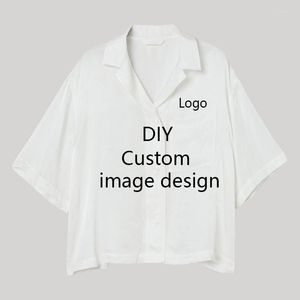 Blouses pour femmes 2023 Mode Classique Lâche DIY Logo personnalisé Modèle Conception Femme Petite Chemise À Revers