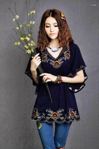 Blouses pour femmes 2023 mode femmes vêtements Vintage Hippie Boho ethnique Totem motif brodé Blouse Blusas