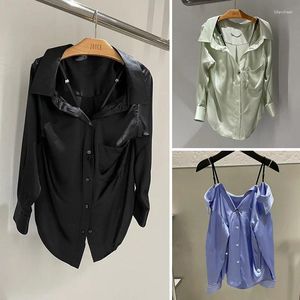 Blouses pour femmes 2023 Spring and Summer Spice Girl Off Bounder Sling Silk Shirt