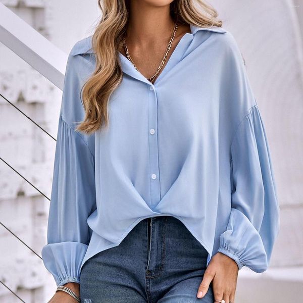 Blouses pour femmes 2023 printemps automne à manches longues chemise boutonnée femmes Style coréen chemises solides en vrac bureau dames élégant pour